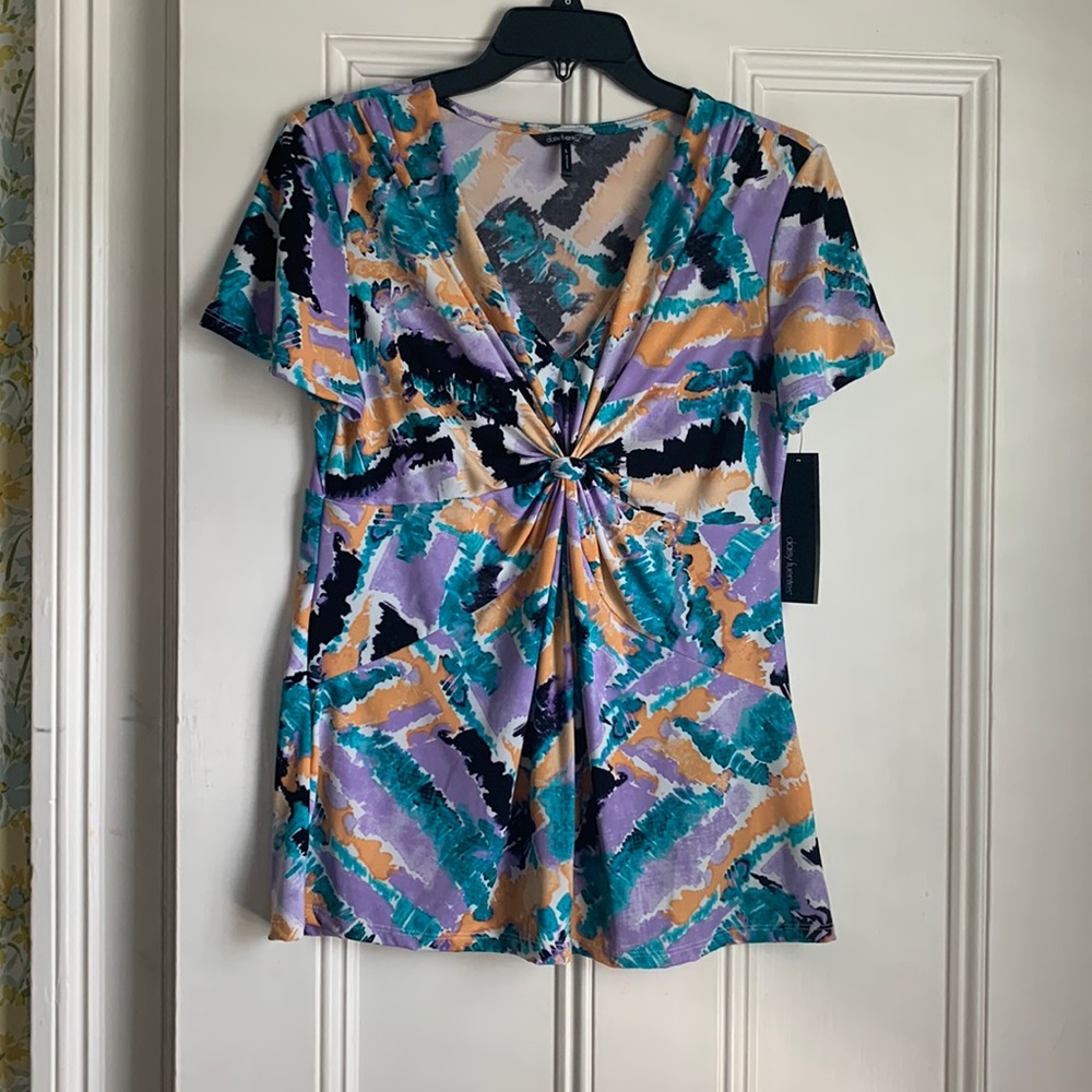 Daisy Fuentes women’s knot top, color sherbert combo, sz L, NWT